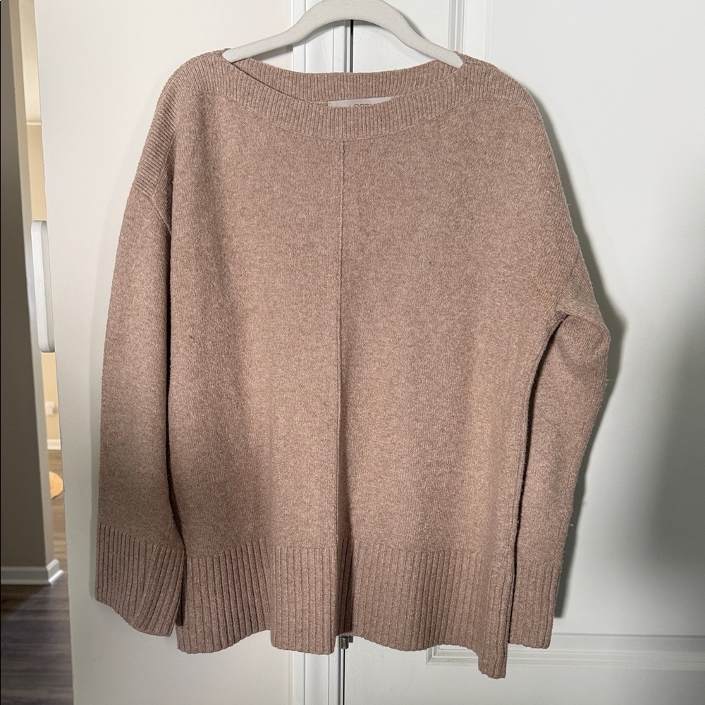 LOFT Oversized Boat Neck Sweater - Oatmeal